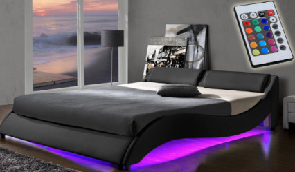 4ft PU Kumaş LED Döşemeli Karyola Osmanlı ODM OEM Yatak Odası Mobilyası