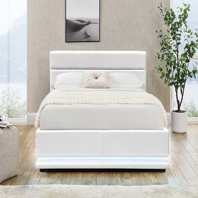 Beyaz 150x200 CM Platform LED Karyola Otomatik Gaz Kaldırma, Saklama Kutulu