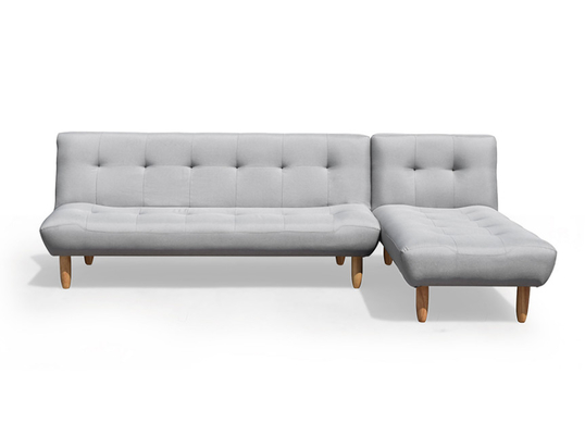 L Şekilli Katlanır Futon Çekyat Koyu Gri Polyester Döşemeli Modern Cabrio