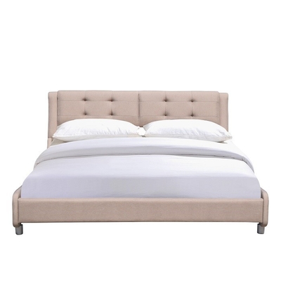 King Size Döşemeli Yatak Çerçevesi Keten Kumaş Rahat Modern Stil