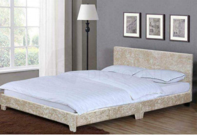 King Size Kumaş Kadife Mikrofiber Modern Ahşap Karyola Düğme tafting