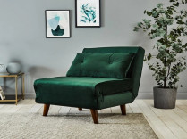 Tri Katlanabilir Döşemeli Daybed Malakit Yeşil Kadife Çekyat Sandalye