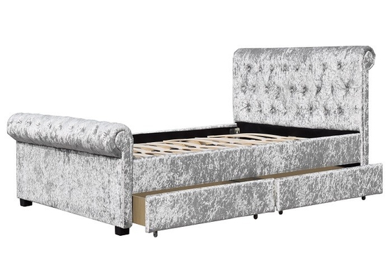 King size Chesterfield dört çekmeceli tufted depolama yatağı