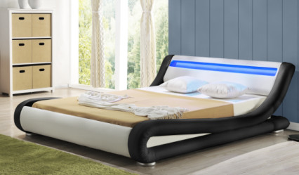 Kraliçe Boy LED Döşemeli Karyola 4ft PU Kumaş Rahat Modern Stil