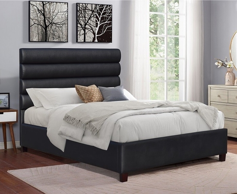 Siyah Keten Kumaş Döşemeli Karyola 6ft King Size Yatak Odası Mobilyaları