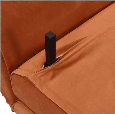 2 Kişilik Küçük Çift Katlanır Çekyat Turuncu Kadife Döşemeli Tekerlekli Daybed