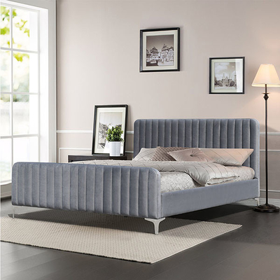 Modern Döşemeli Ahşap Platform Yatak 160x200cm Gri Renk King Size