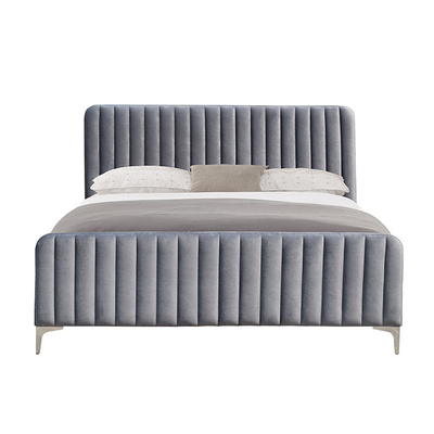Modern Döşemeli Ahşap Platform Yatak 160x200cm Gri Renk King Size