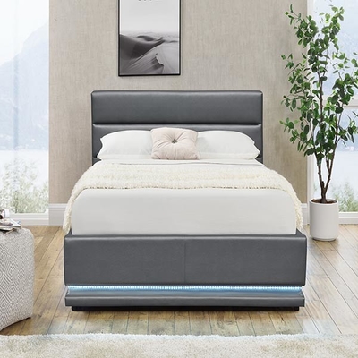 Açık Gri Tepeli Bazalı Katsız 90x190 CM LED Döşemeli Yatak