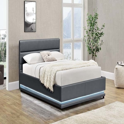 Açık Gri Tepeli Bazalı Katsız 90x190 CM LED Döşemeli Yatak
