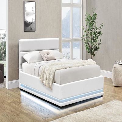 Beyaz 150x200 CM Platform LED Karyola Otomatik Gaz Kaldırma, Saklama Kutulu