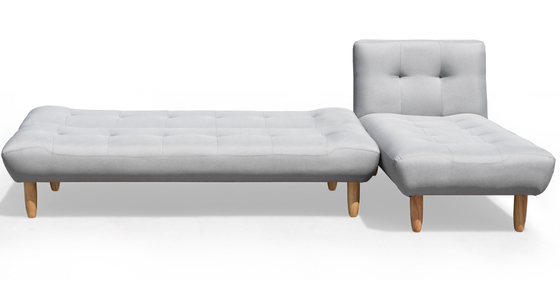 L Şekilli Katlanır Futon Çekyat Koyu Gri Polyester Döşemeli Modern Cabrio