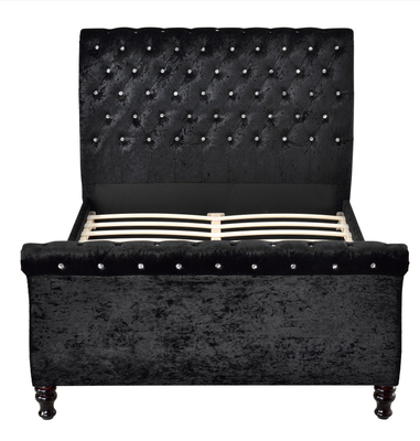 Düğme Tufting Döşemeli Yatak Çerçevesi King Size Chesterfield Tarz Başlık