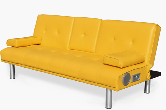 Modern Futon Şezlong Cabrio Kanepe Suni Deri 3 Kişilik Futon Kanepe