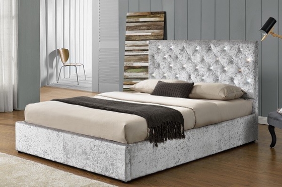 Yatak Odası İçin Yüksek Başlıklı King Size Frabric Döşemeli Karyola