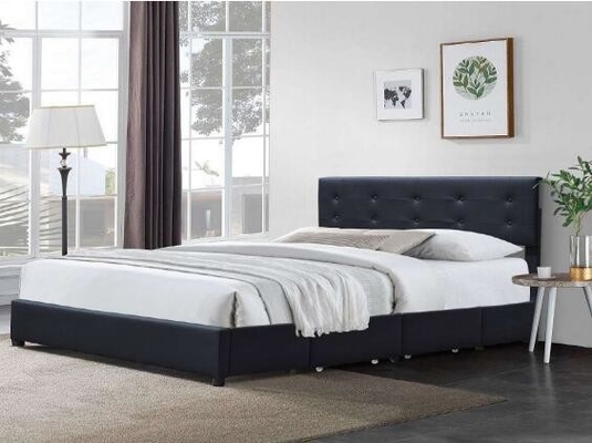 Minimalist Kraliçe Yatak Çerçevesi Siyah Tepeli PU Deri Başlık