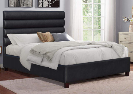 Siyah Başlıklı Modern King Size Döşemeli Platform Yatak
