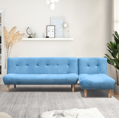 L Şekilli Katlanır Çekyat Mavi/Gri Polyester Döşemeli Modern Çekyat Toptan Satış