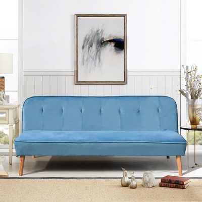 L Şekilli Katlanır Çekyat Mavi/Gri Polyester Döşemeli Modern Çekyat Toptan Satış