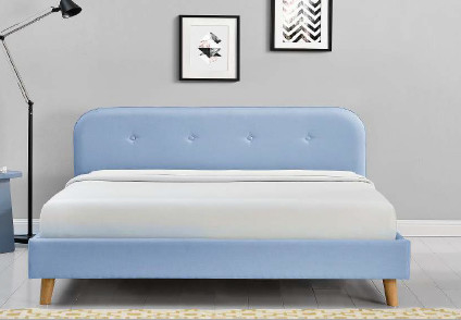 Kumaş Döşemeli Kontrplak Yatak Çerçevesi Mavi Renk Modern Moda