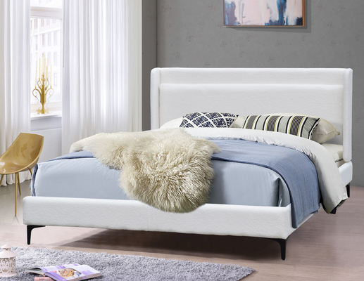 Modern Wingback Başlık Çubuğu Yatak Çerçeve Altın Ayaklarla Taşlanmış Kraliçe Boyutu
