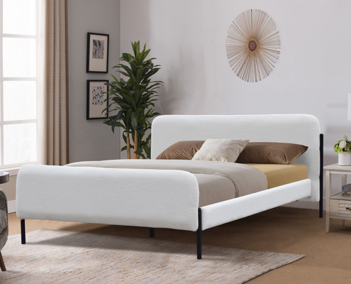 King Size Oem Düşük Profil Taşlı Yatak Yatak Odası için Beyaz Renk