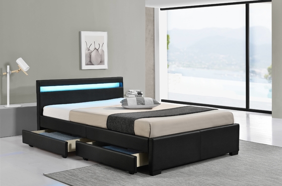 LED döşeli yatak uyumanıza yardımcı olacak LED ışıkları var ve dört depolama çekmecesine sahiptir
