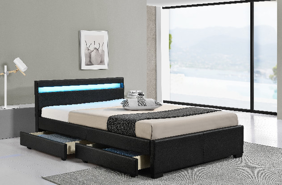 LED Şarj İstasyonu Saklama Başlığı ve Çekmeceli Tam Karyola