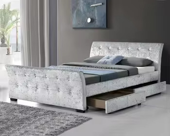 Çeşitli renk seçenekleri ile kadife veya kumaş tufted depolama yatağı