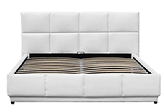 Lüks Depolama Modern Avrupa Platform Yatağı LED Işıklı Beyaz Faux Deri 180 * 200cm
