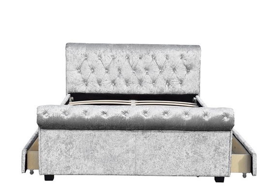 King size Chesterfield dört çekmeceli tufted depolama yatağı