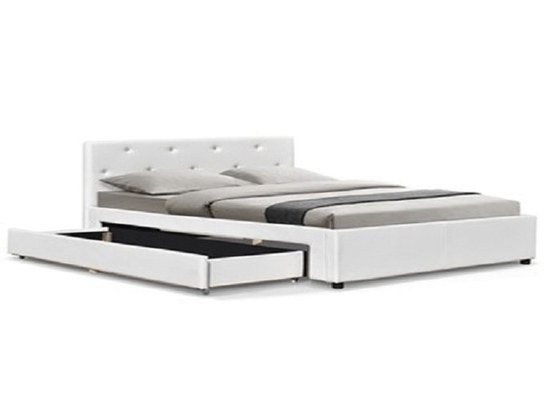 Sunny Modern Faux Deri Depolama Yatağı Çift Kişilik Çekmeceli OEM