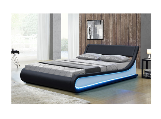 King Size Modern Depolama Karyola Çerçevesi Suni Deri Led Işıklı