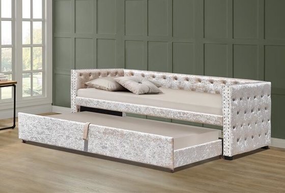 Trundle Tufed Botton ile 3ft Crush Gri Kadife Daybed