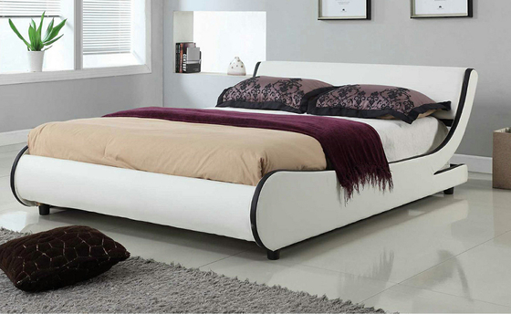 Curve King Size LED Döşemeli Karyola Beyaz PU 140x200CM