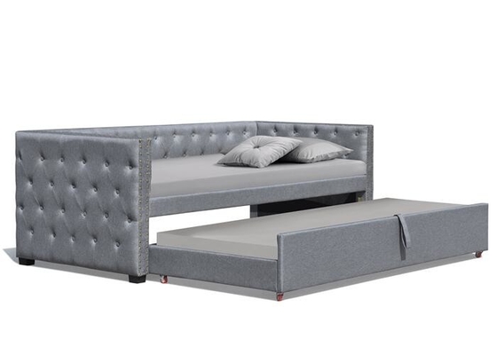 Bronz Stud Tek Kontrplak ile Kumaş Döşemeli Trundle Daybed