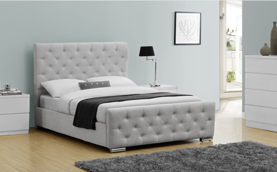King Size Kumaş Kadife Basit Modern Ahşap Karyola Döşemeli